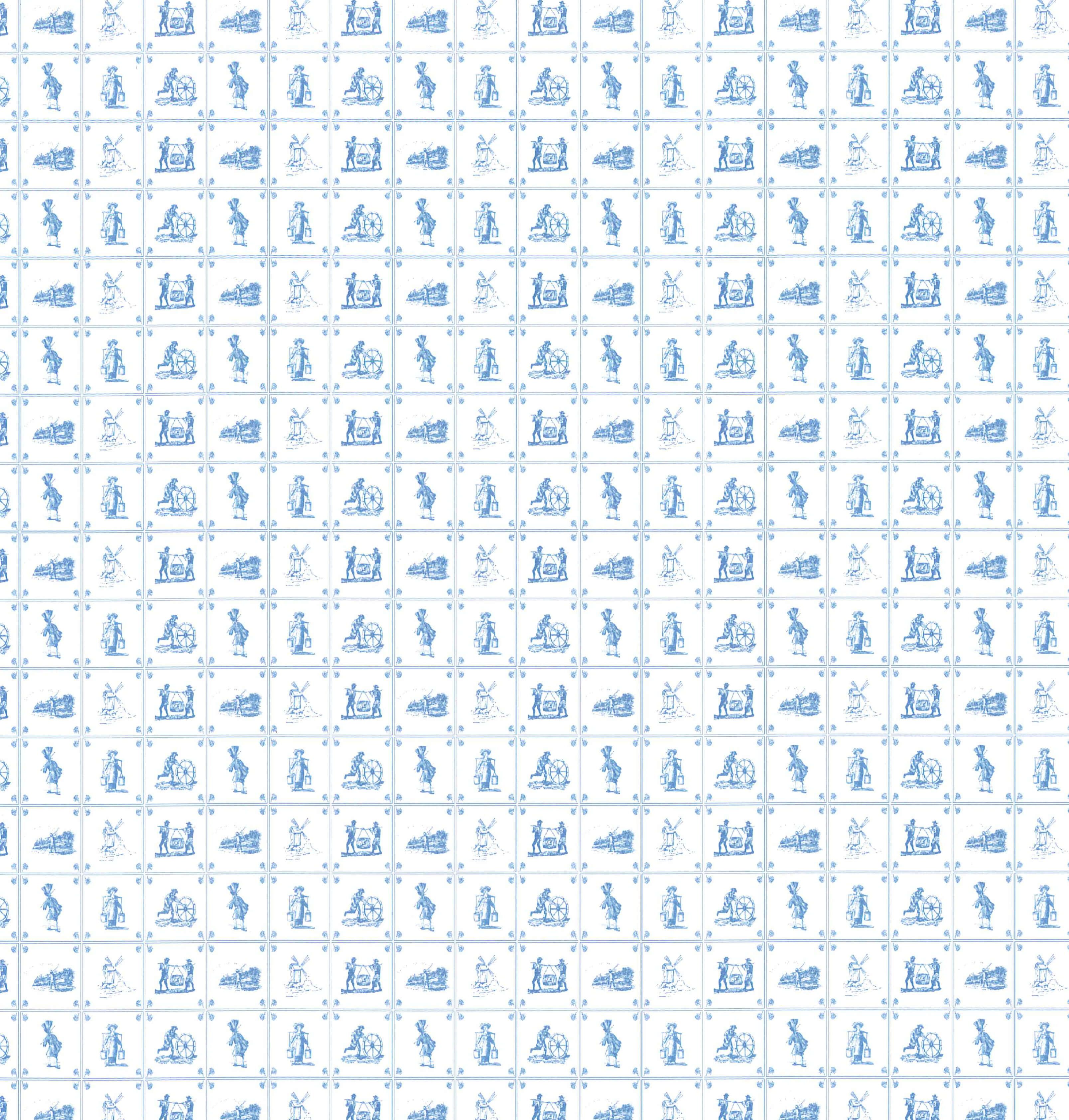 Blue Delft Tile Wallpaper for 12th Scale Dolls House