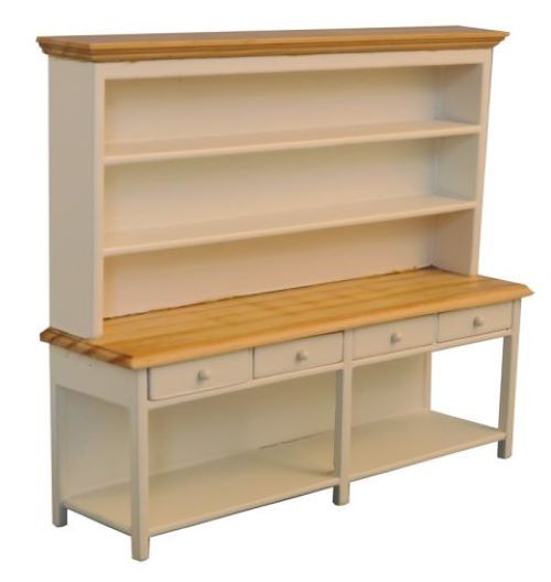 Large Dresser with Lower Shelf White / Pine for 12th Scale Dolls House