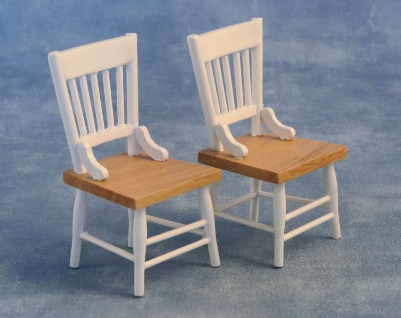 White/Pine Chairs (Pack of 2) for 12th Scale Dolls House