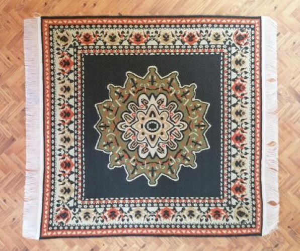 Square Carpet Black for 12th Scale Dolls House