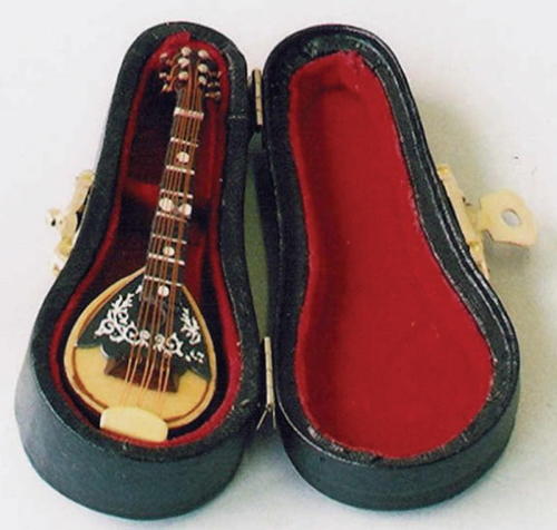 Mandolin with Luxury Black Case for 12th Scale Dolls House