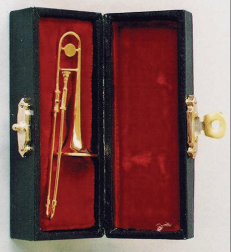 Brass Trombone with Black Case for 12th Scale Dolls House