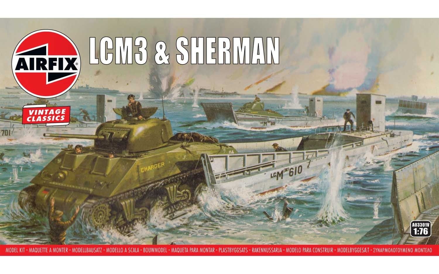 Airfix 1/76 Scale LCM3 & Sherman Tank Model Kit