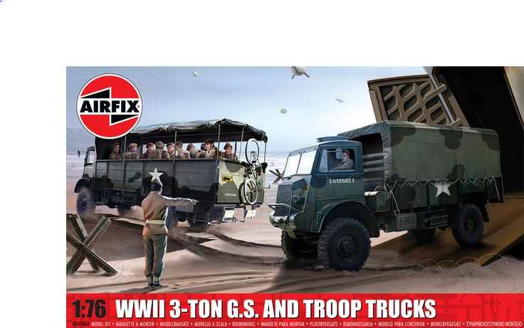 Airfix 1:76 Scale WWII 3-Ton G.S. and Troop Trucks Model Kit