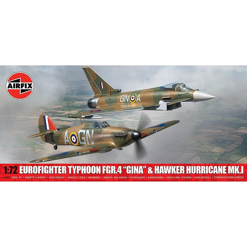 Airfix 1/72 Scale Eurofighter Typhoon FGR.4 "Gina" & Hawker Hurricane Mk.I Twin Pack Model Kit