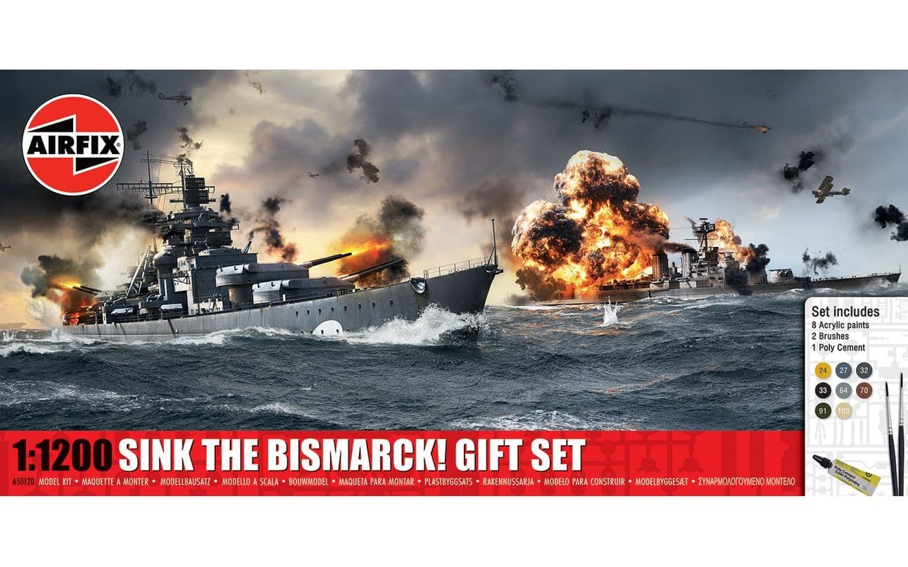 Airfix 1/1200 Scale Sink The Bismarck! Gift Set Model Kit