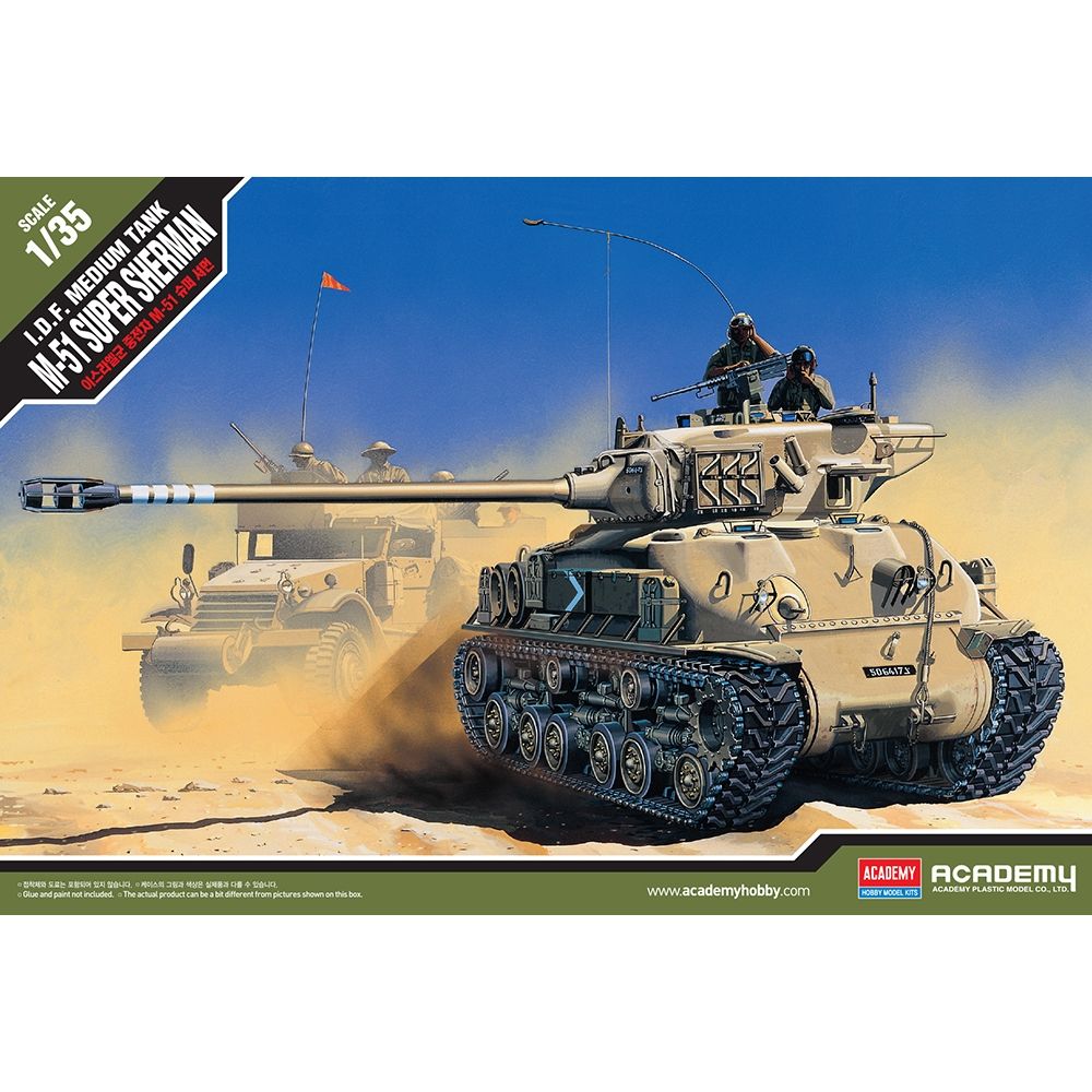 Academy 1/35 Scale Israeli Army IDF M-51 Super Sherman Medium Tank Model Kit