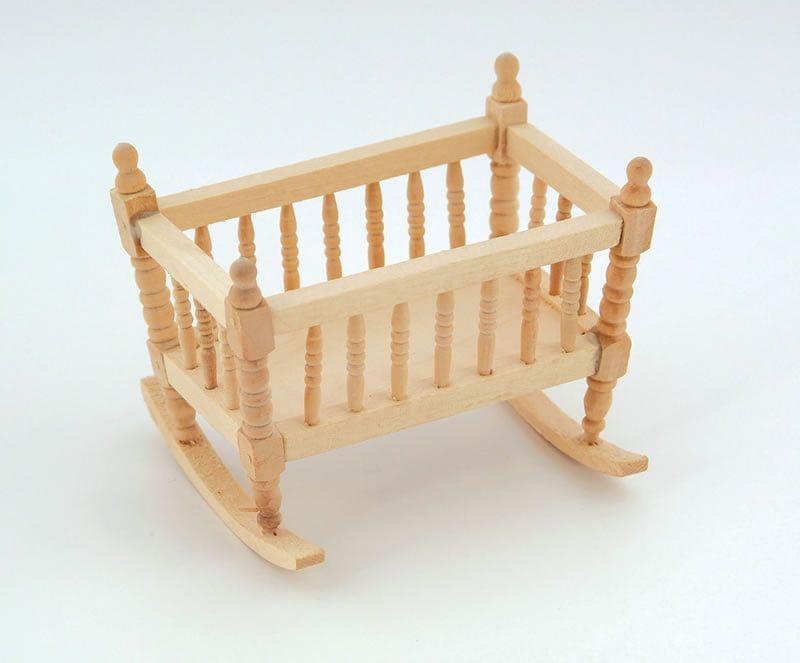 Bare Wood Crib for 12th Scale Dolls House