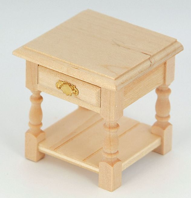 Bare Wood Bedside Table for 12th Scale Dolls House