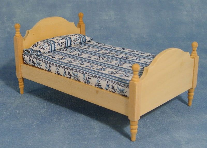 Bare Wood Single Bed for 12th Scale Dolls House