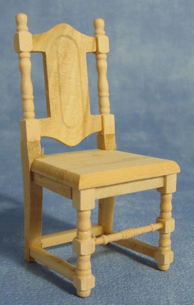 Bare Wood Carver Chairs (4) for 12th Scale Dolls House