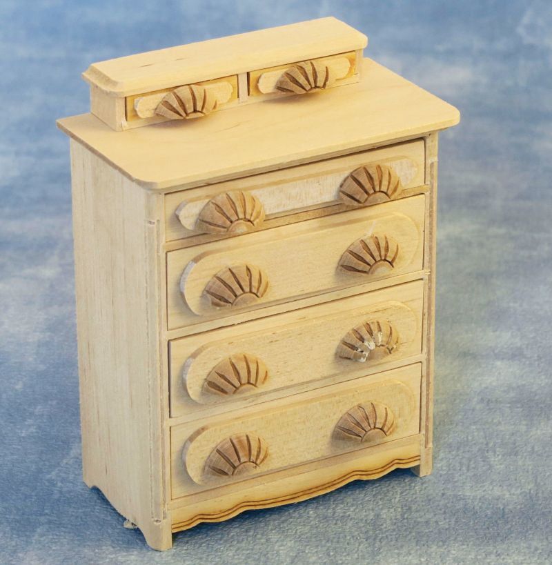 Bare Wood Chest of Drawers for 12th Scale Dolls House
