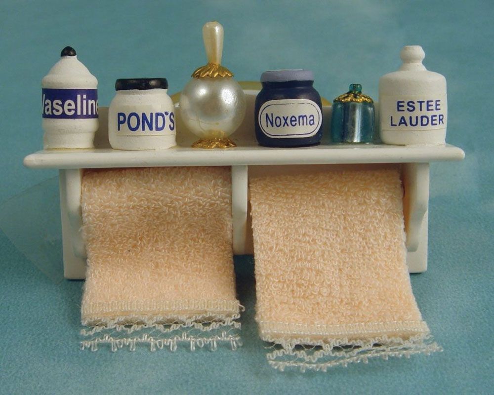 Long Bath Shelf & Towels for 12th Scale Dolls House