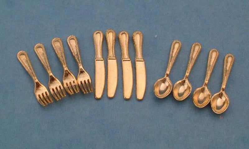 Gold Cutlery Set Ideals for 12th Scale Dolls House