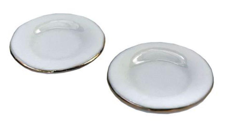 White and Gold Dinner Plates, 12 pack for 12th Scale Dolls House