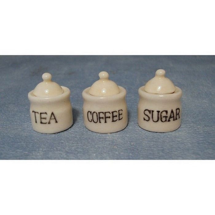 Glazed Tea, Coffee and Sugar Pot Set for 12th Scale Dolls House
