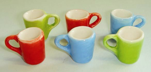 Coloured Mugs x 6 for 12th Scale Dolls House