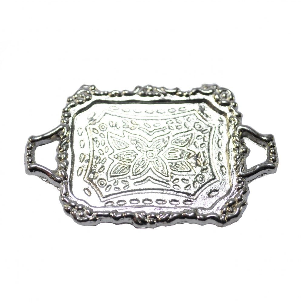Engraved Silver Effect Tray for 12th Scale Dolls House
