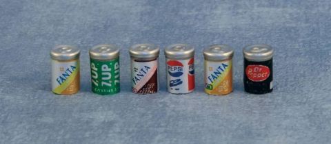 Drink Cans pk6 for 12th Scale Dolls House