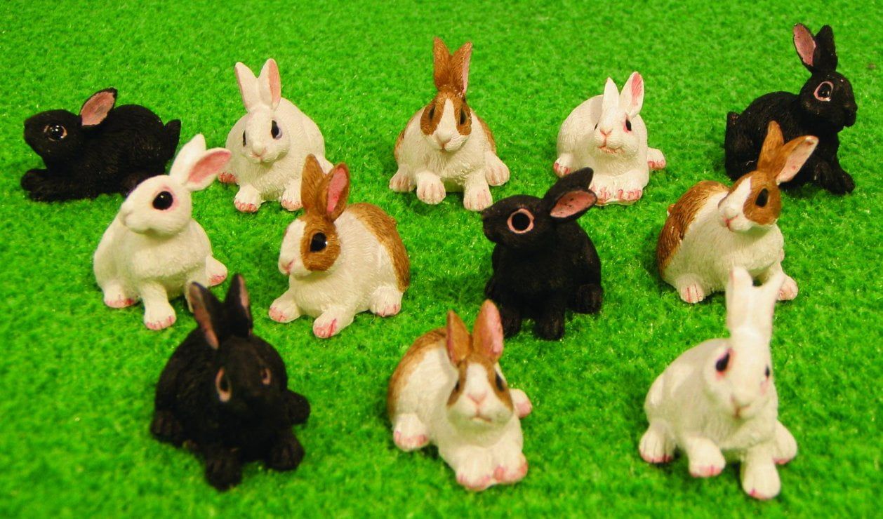 Miniature 12 Assorted Rabbits for 12th Scale Dolls House