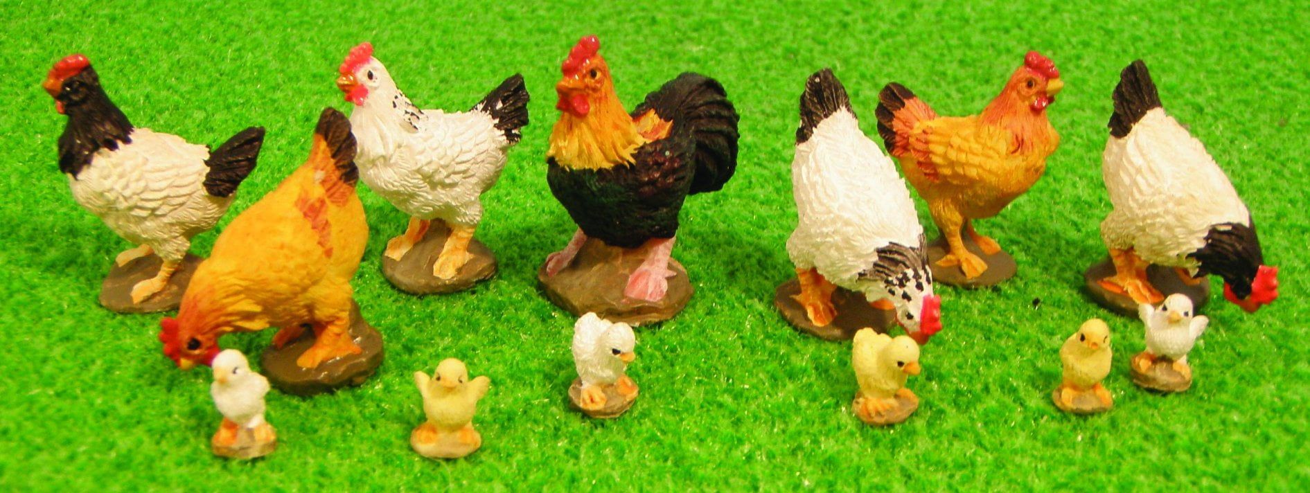 Assorted Chickens (13) for 12th Scale Dolls House