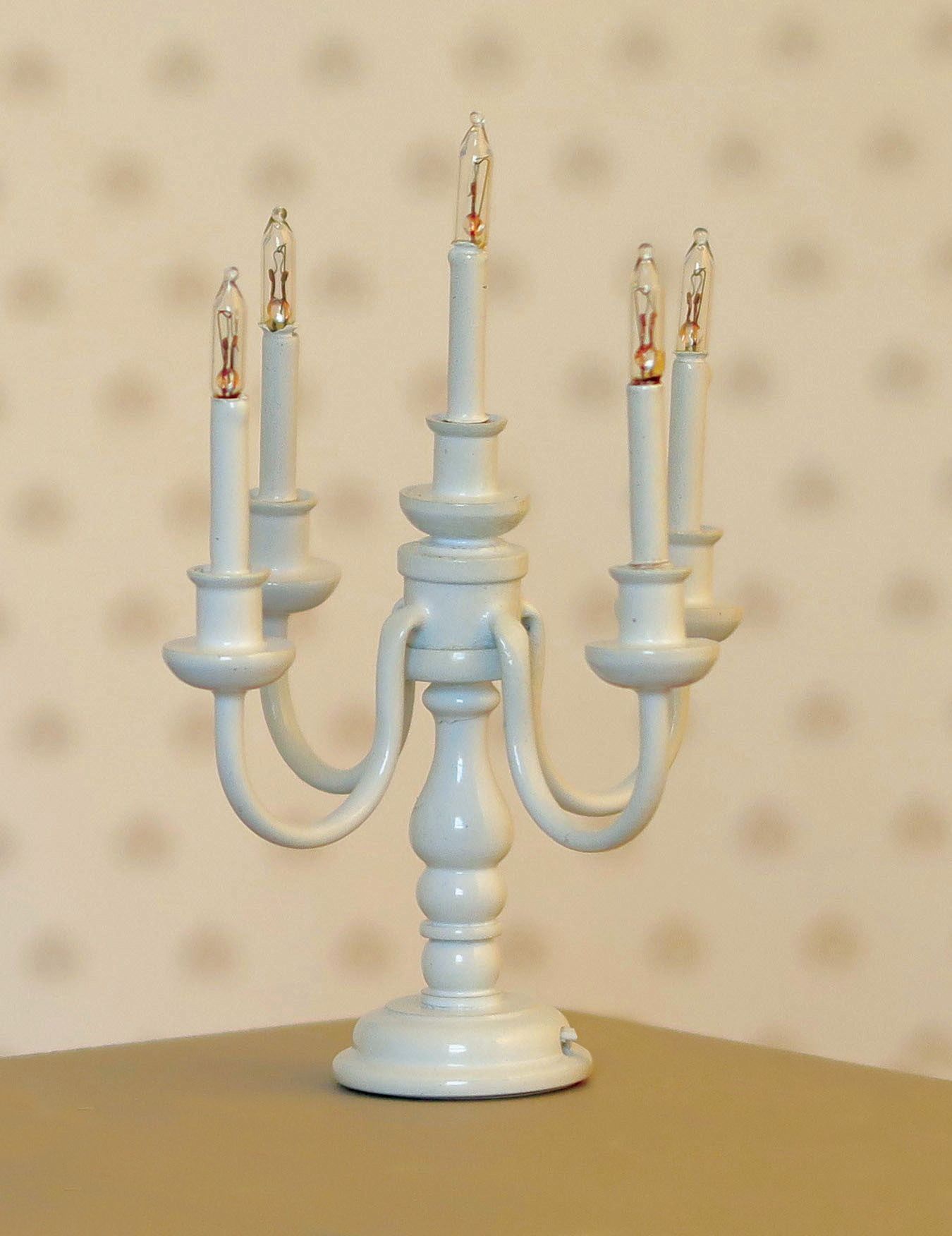 12V White Candelabra for 12th Scale Dolls House