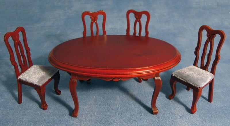 Oval Dining Table and 4 Chairs for 12th Scale Dolls House