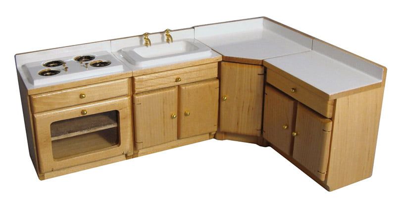 4 Piece Pine Kitchen for 12th Scale Dolls House