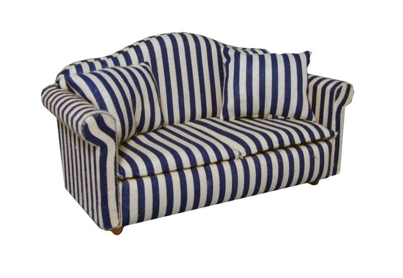 Blue Striped Sofa for 12th Scale Dolls House