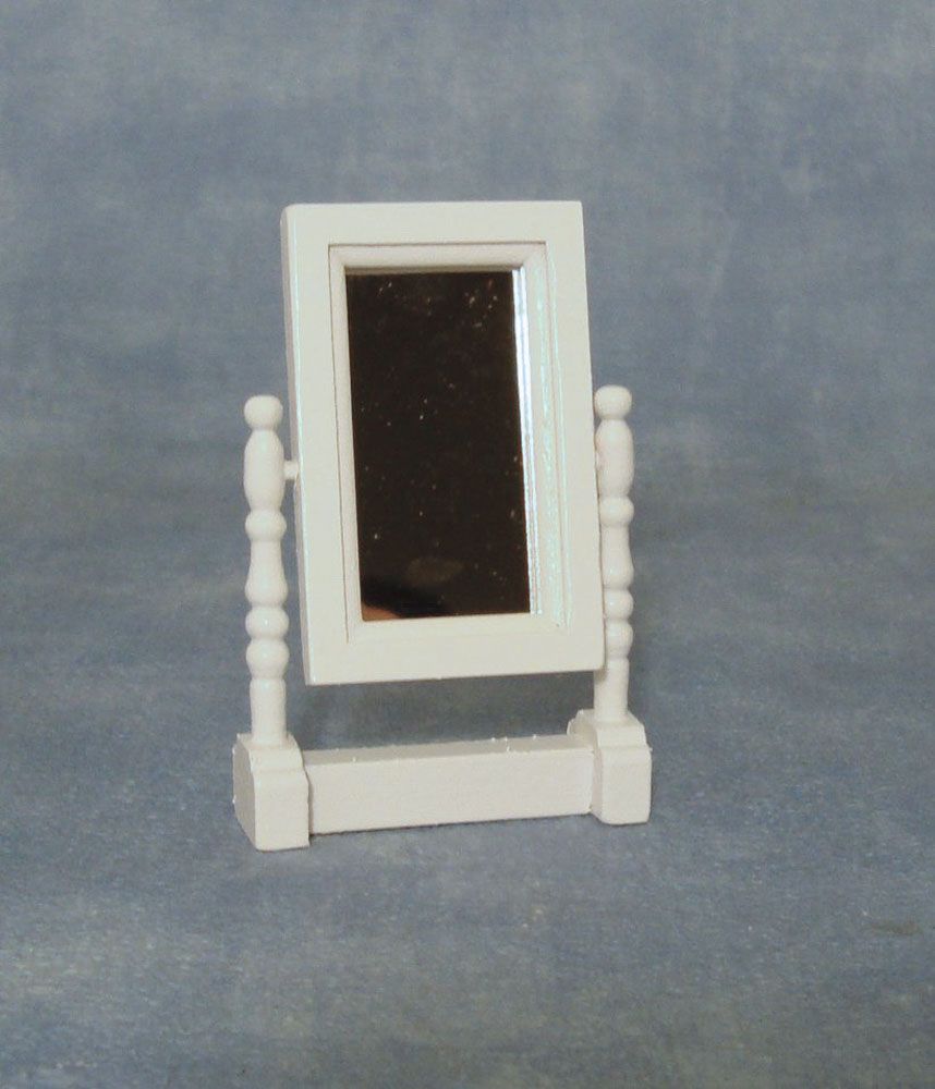 White Swivel Mirror for 12th Scale Dolls House