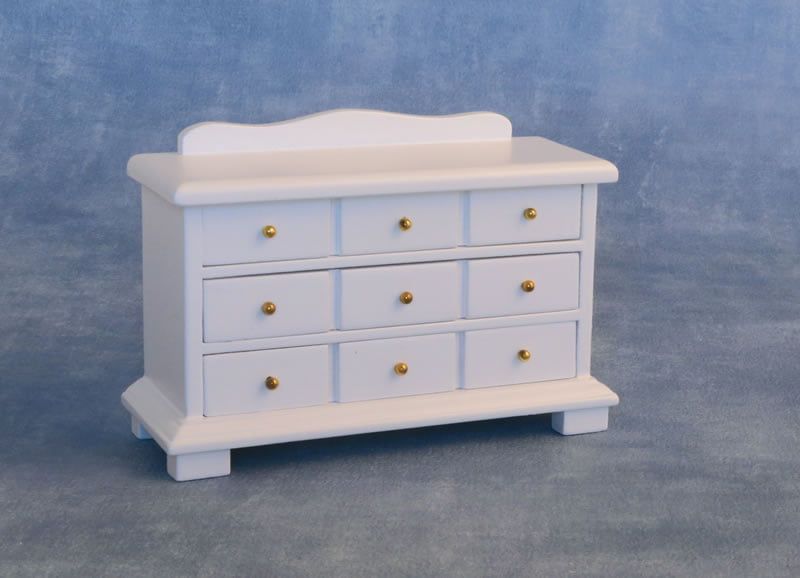 9 Draw Sideboard in White for 12th Scale Dolls House