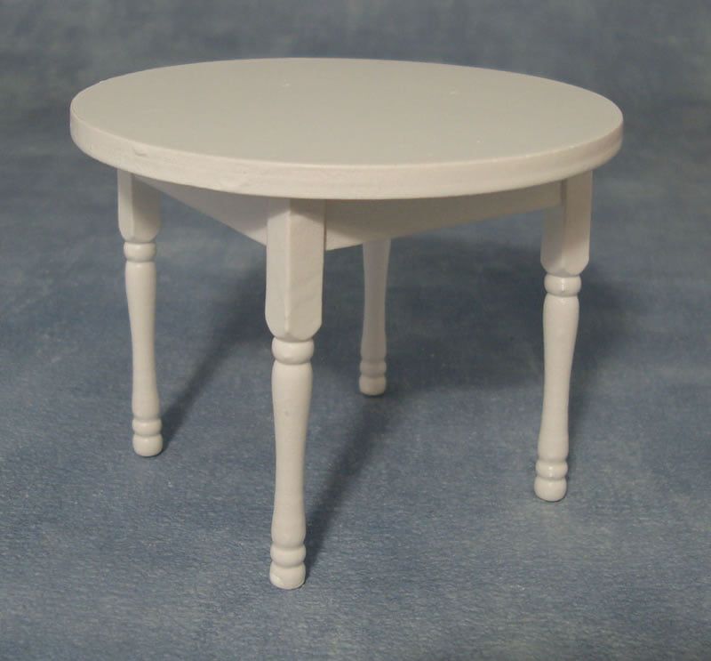 White Round Table for 12th Scale Dolls House