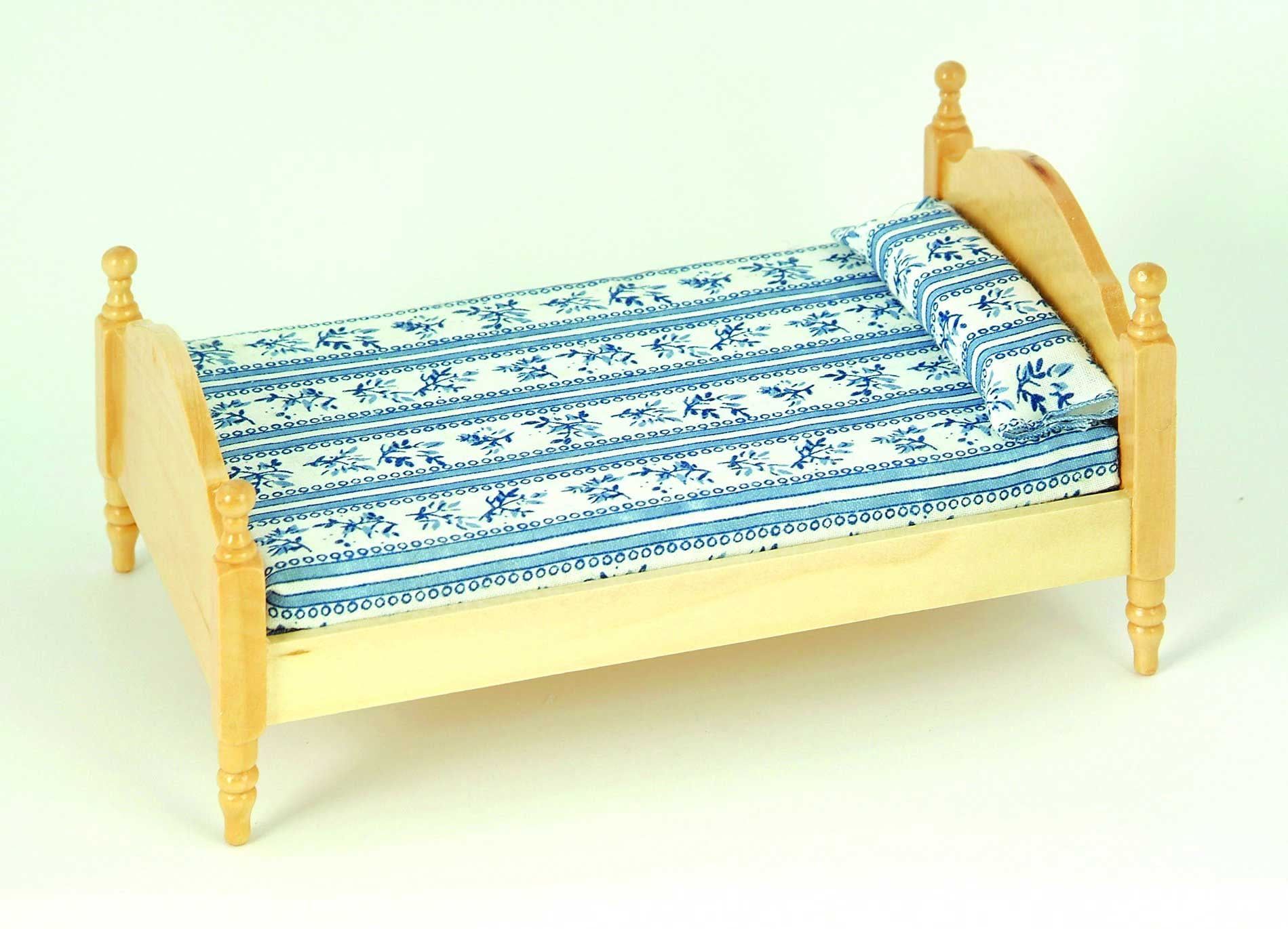 Pine Single Bed for 12th Scale Dolls House