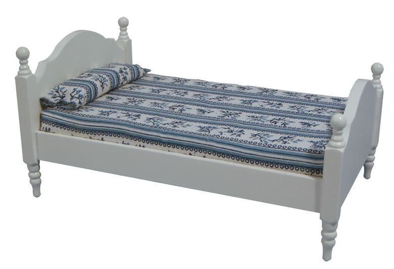 White Single Bed for 12th Scale Dolls House