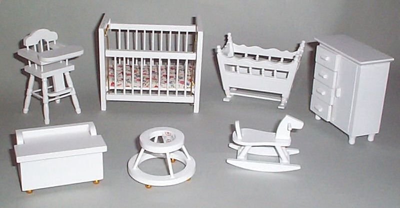 White Nursery Set for 12th Scale Dolls House