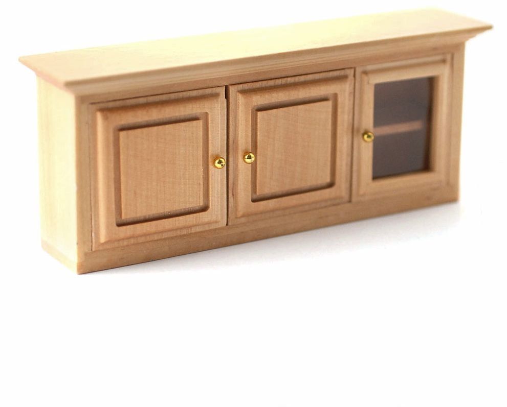 Modern Pine Kitchen Wall Units with Worktop for 12th Scale Dolls House