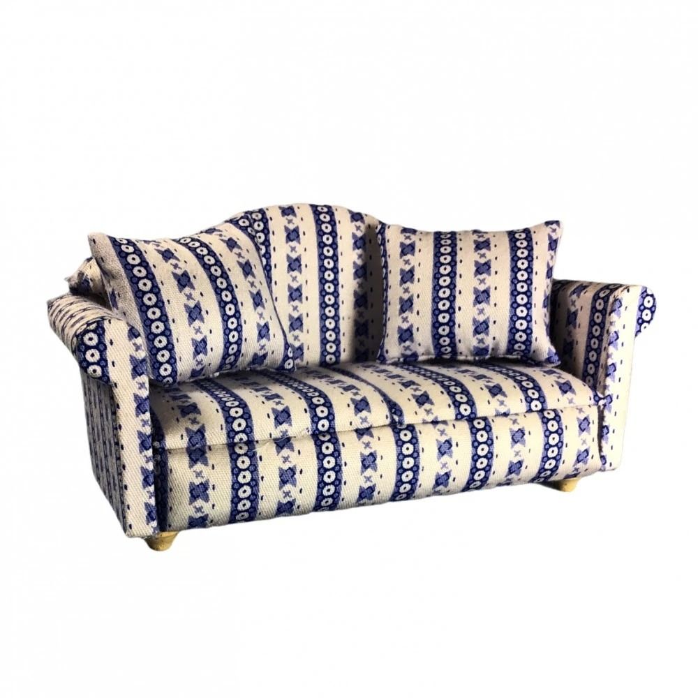 Blue Patterned Sofa for 12th Scale Dolls House