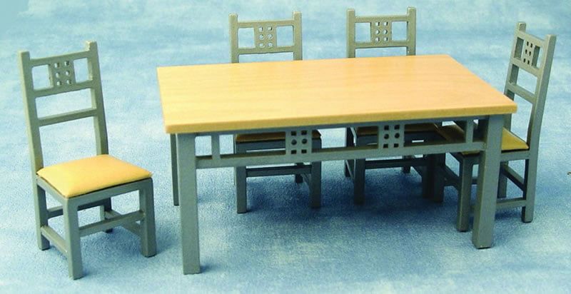 Modern Dining Room Table and Chairs Set for 12th Scale Dolls House
