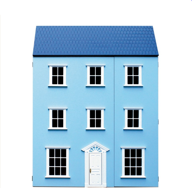 Painted Blue Weymouth House 12th Scale Ready to Assemble Dolls House