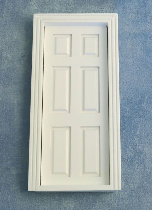 White Wooden 6 Panel Door for 12th Scale Dolls House