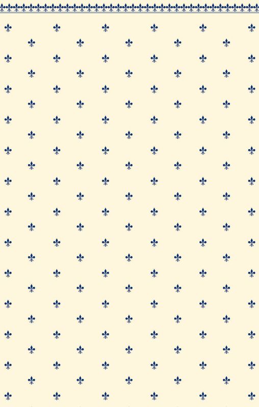 Blue and Ivory Fleur de Lys Wallpaper for 12th Scale Dolls House