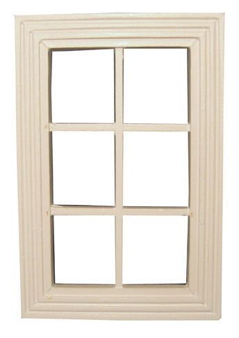 6 Pane White Painted Wooden Window for 12th Scale Dolls House