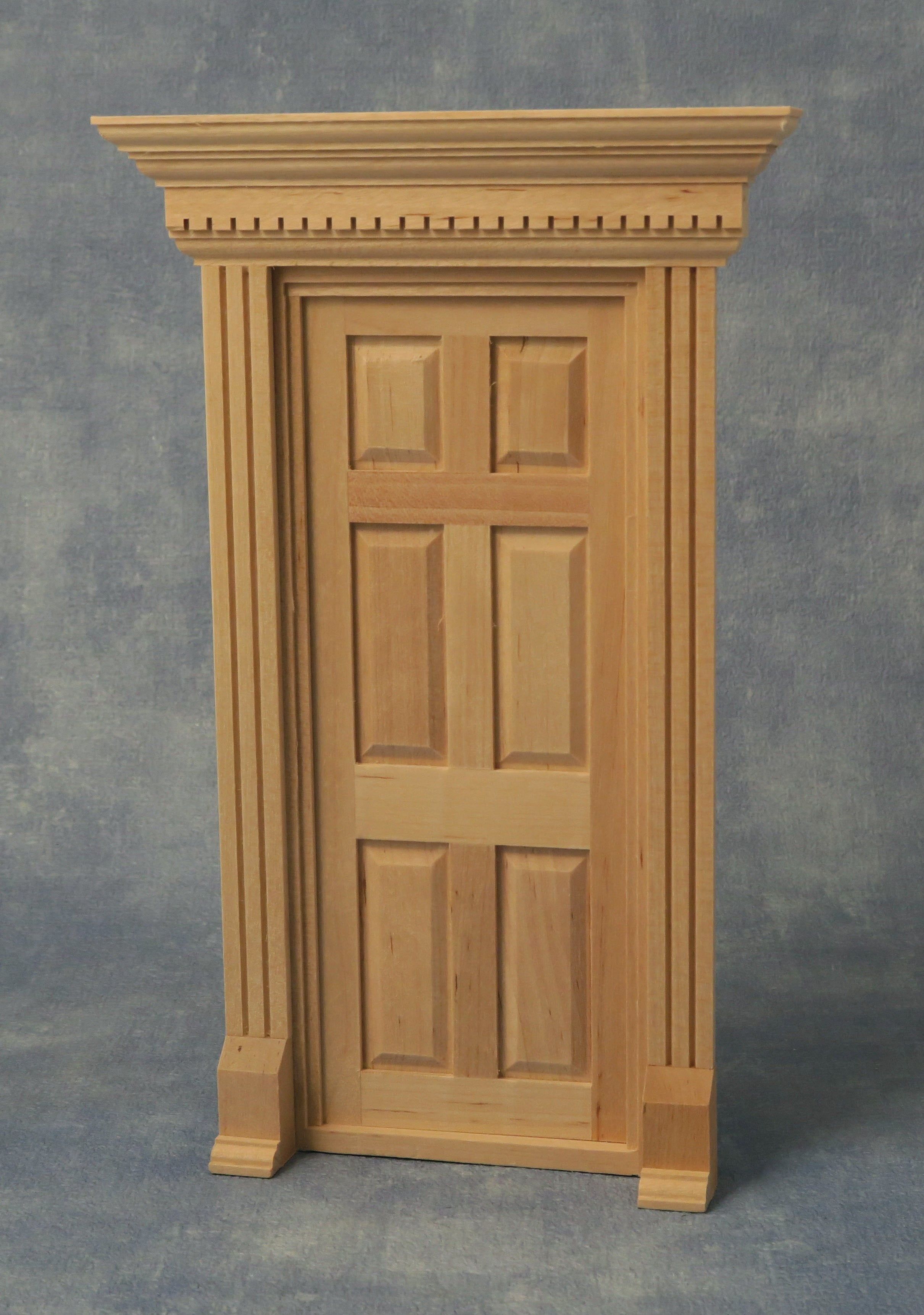 Unpainted Dentil Trim Wooden Door for 12th Scale Dolls House