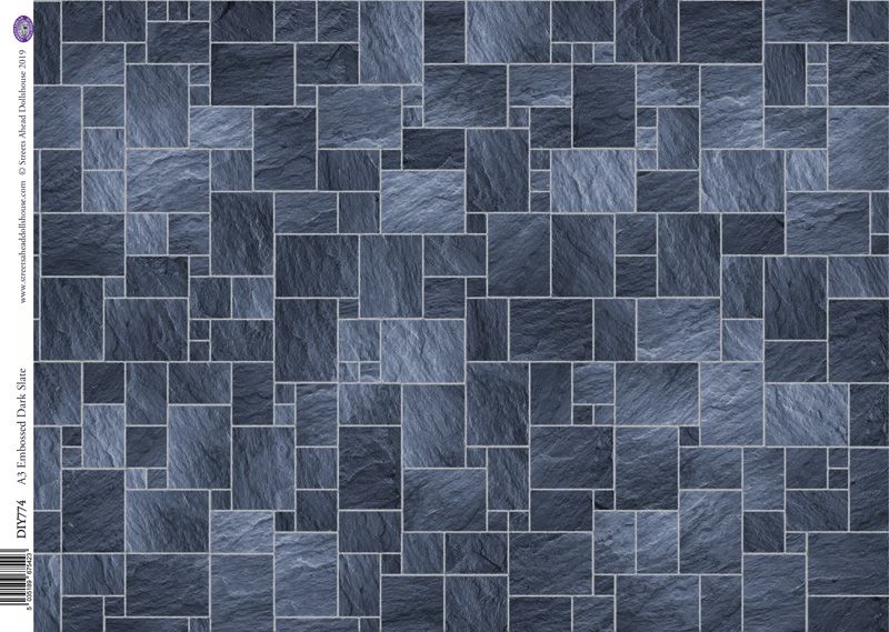 Embossed Dark Slate Floor Tiles Card for 12th Scale Dolls House
