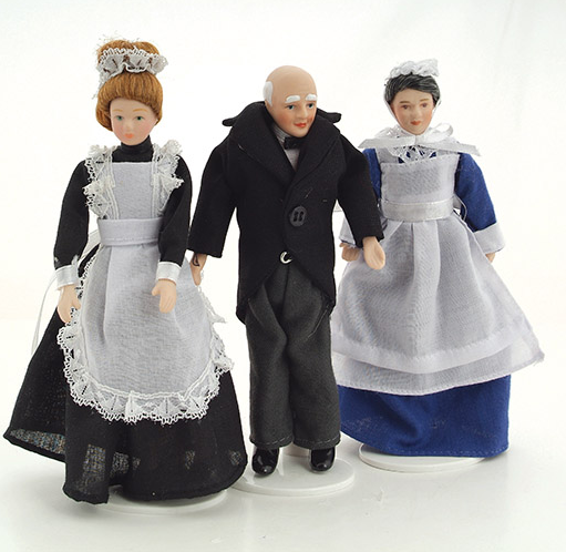 Porcelain Poseable Servants for 12th Scale Dolls House