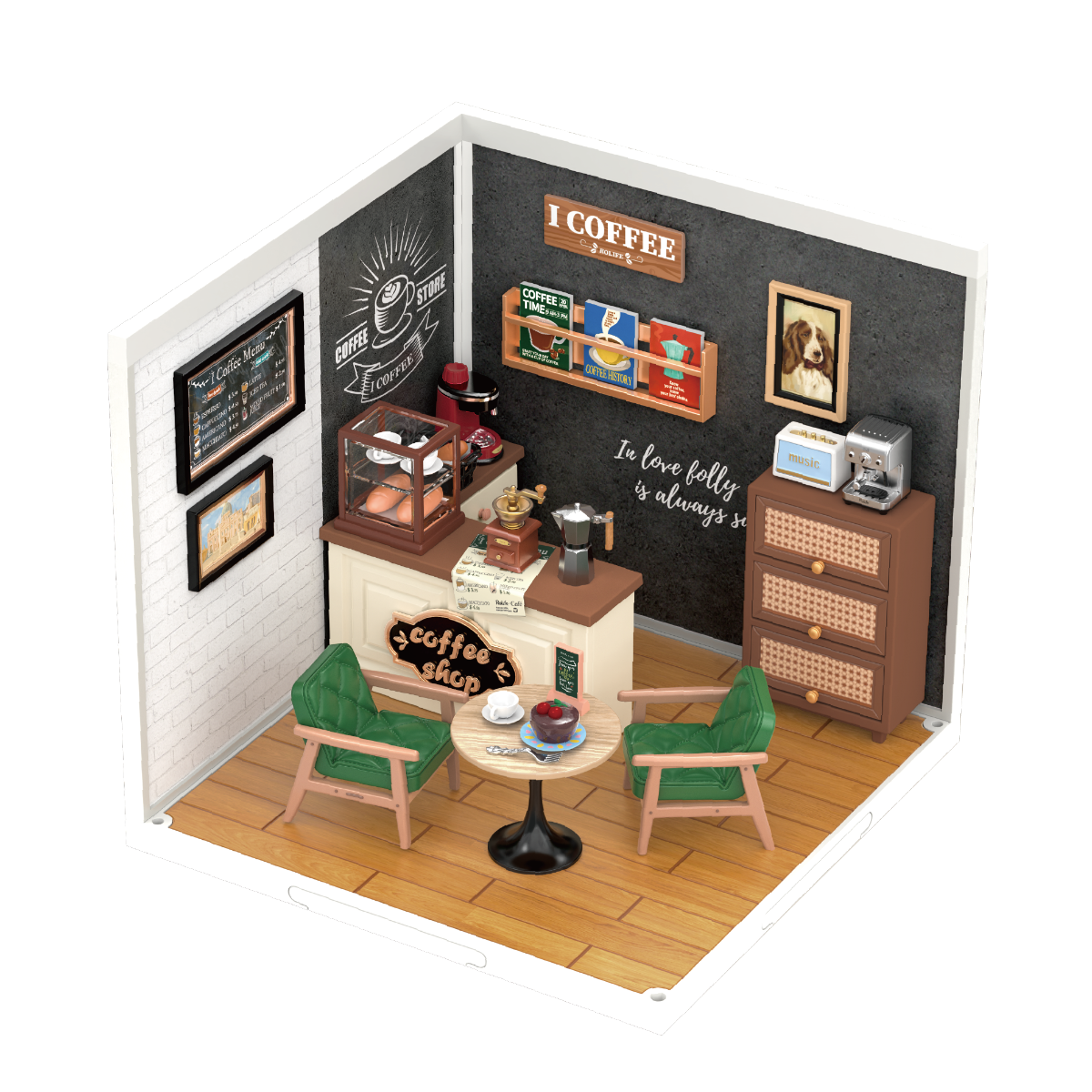 Rolife Daily Inspiration Café Plastic DIY Miniature Dollhouse Kit