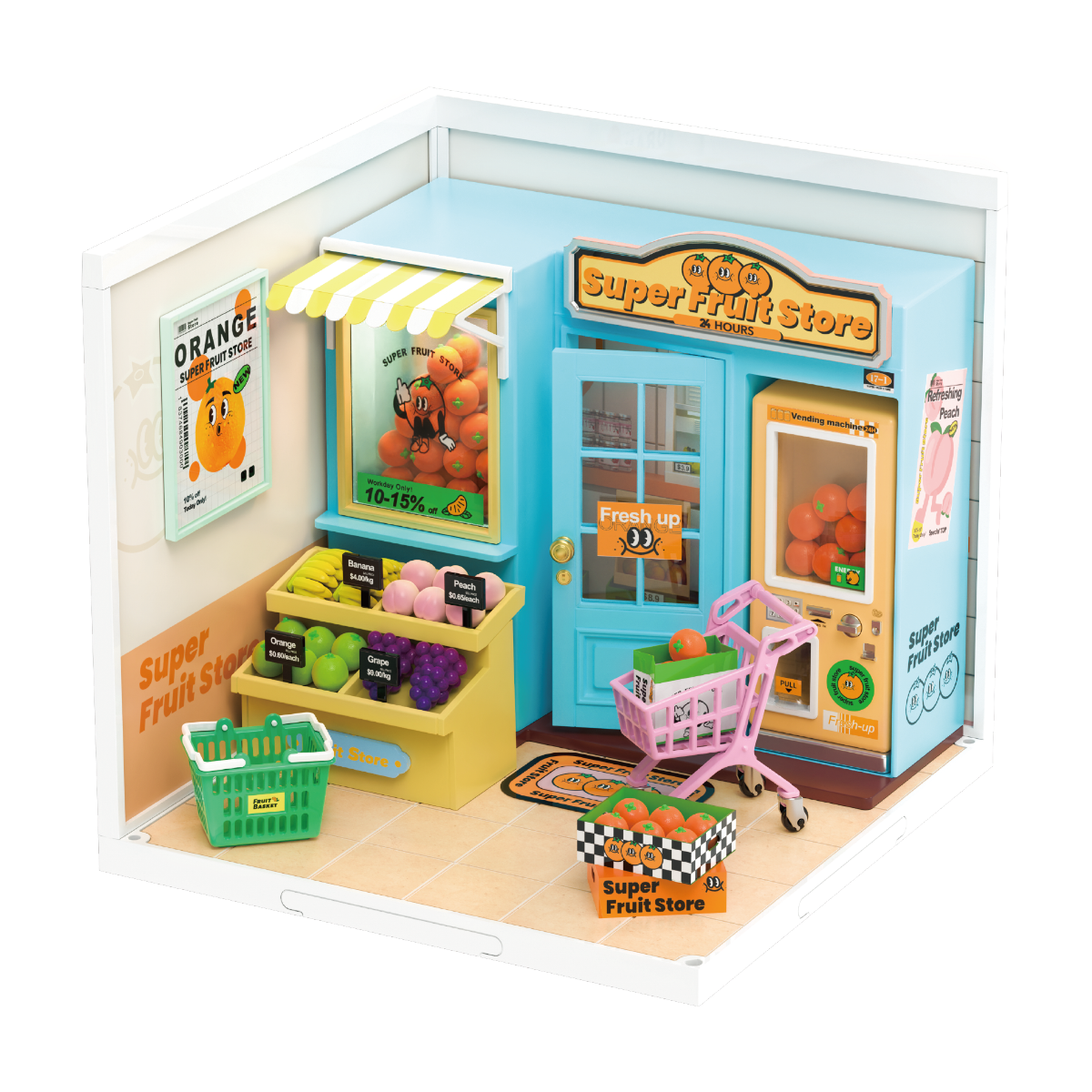 Rolife Super Fruit Store Plastic DIY Miniature Dollhouse Kit