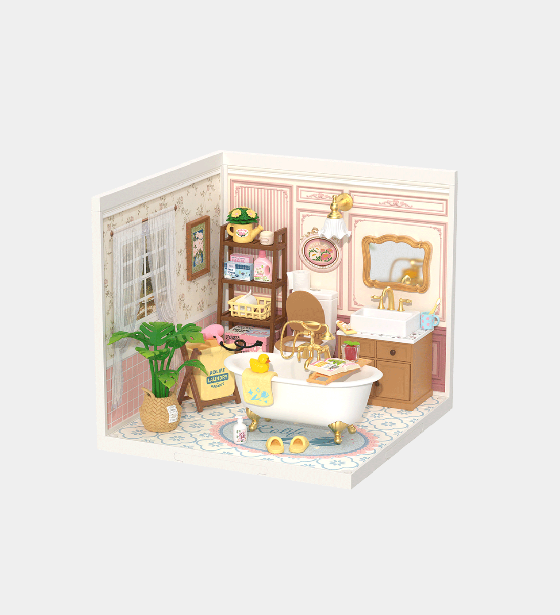 Rolife Pop Bubble Bathroom Plastic DIY Miniature Dollhouse Kit 