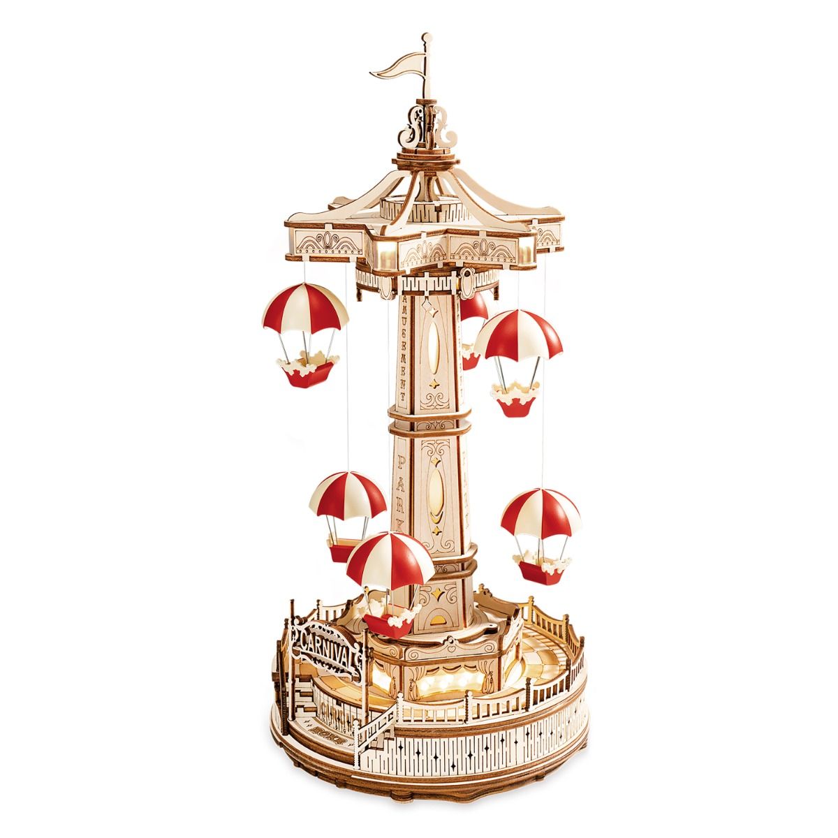 ROKR Parachute Tower Music Box Wooden Model Kit