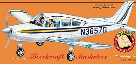 Guillows 1/20 Scale Beechcraft Musketeer Balsa Model Kit